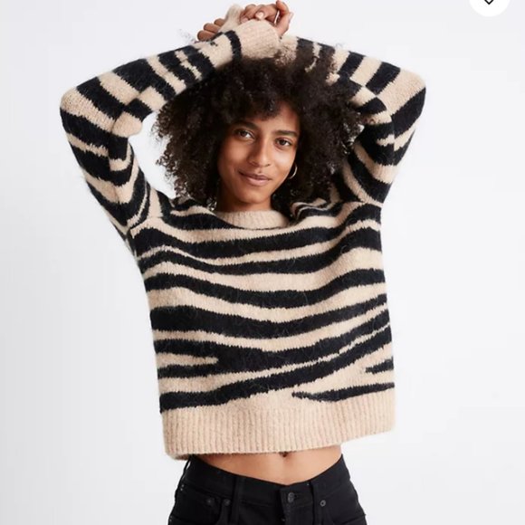 Madewell Shrunken Pullover Sweater in Tiger Stripe - Picture 2 of 8
